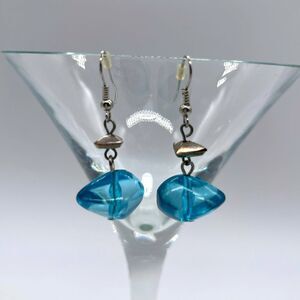Crystal Glass Dangle Earrings in Silver Tone Accent